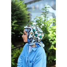 Defne Desenli Eşarp Mavi