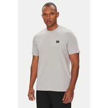 Erkek Logo Patch'li T-Shirt - Gri