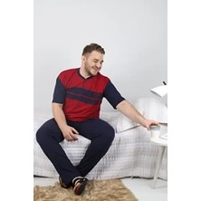 Erkek Bordo Kısa Kollu Süprem Büyük Beden Pijama Takım