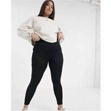 Büyük Beden Yüksek Bel Kalın Interlok Çelik Örme Tayt