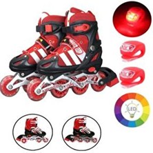 Işıklı Silikon Tekerlekli Ayarlanabilir Çocuk Alıştırma Paten 2 Fonksiyon 2'li Çakar LED