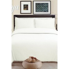 Asya Elyaf Dolgulu Çift Kişilik 240X260 cm Yatak Örtüsü Krem