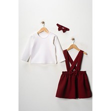 Bordo Krep Elbise Bandana Uzun Kol Badi