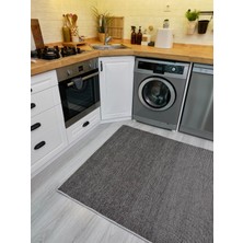 2415 Antrasit - Akrilik Dokuma Halı | Düz Renk Saçaklı Model