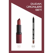 Velvet Matte Lipstick No: 16 ve Emily No: 208 Ruj ve Dudak Kalemi Seti