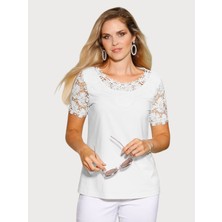 Kadın Bisiklet Yaka Dantel Yarım Kol Spor Şık Büyük Beden Curve Pamuk Bluz