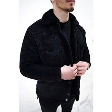 Unisex Siyah Peluş Ceket