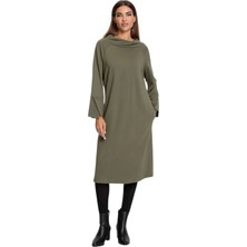 Kadın Degaje Yaka Truvakar Kol Düz Kesim Spor Şık Viskon Elbise