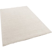 2411 Ekru - Akrilik Dokuma Halı | Düz Renk Saçaklı Model