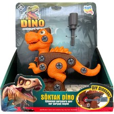 Sevimli Sök Tak Turuncu Dino T-Rex Dinazor Tornavidalı Eğitici Oyuncak 20 cm