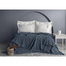 Garden Nakışlı El-Işi Kırlent & Örtü Takımı - Lacivert