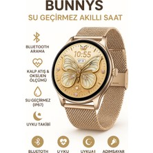 Samsung Galaxy M16 Uyumlu Şık Kadın Akıllı Saat – Su Geçirmez, Yuvarlak Çelik Kasa, Metal Kordon