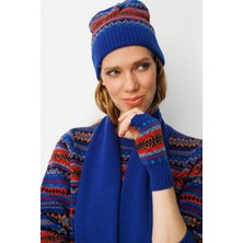 Kadın Jakarlı Yün Eldiven K.s.mavi