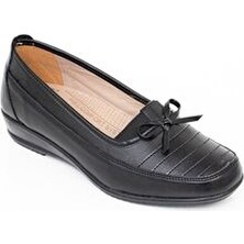 The Hope Shoes Anne Ayakkabısı Kadın Siyah Suni Deri Taban Kauçuk Ortopedik Günlük Kullanım İçin