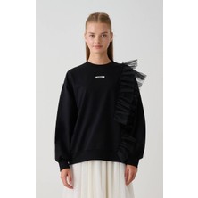 Loco Loco Kız Çocuk Fırfırlı Baskılı 2 Iplik Sweat