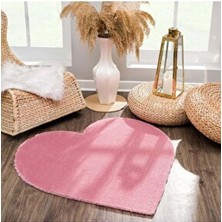Seria Halı Kalp Post Peluş Halı Sevgiliye Özel Pembe Kalp Halı