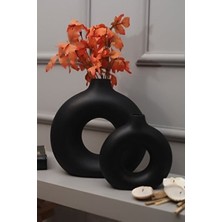 Halka Vazo Bohem Vazo 2'li Mat Siyah