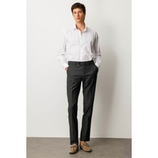 Erkek Cepli Yün Karışımlı Pantolon Antra