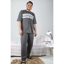 Rimoli Erkek Büyük Beden Kısa Kollu Düz Desenli Pijama Takımı Yaz Sezonu İçin Rahat Süprem