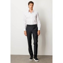 Erkek Cepli Yün Karışımlı Pantolon Siyah