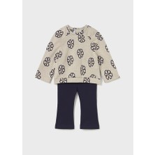 Mayoral Kız Bebek 2\'li Takım (1-4 Yaş) | Çiçek Desenli Sweatshirt ve Lacivert Tayt