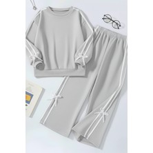 Kız Çocuk Çift Şerit Kurdele Eşofman Takımı 4-16 Yaş 12144