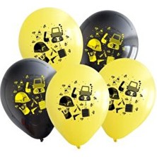 Parti Sürprizi Inşaat Temalı Sarı Baskılı Latex Balon 10 Adet Ebatlar ile Parti Kutlamalarınıza Özel