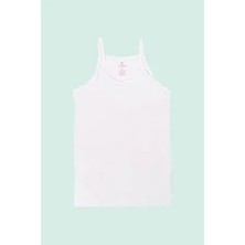 Ceylanoğlu Kız Atlet 6'lı Set Beyaz Ribana Saten İp Askılı Dokuma Kumaş ile Rahat Kullanım