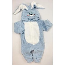 Erkek Çocuk Mavi Tavşan Peluş Uyku Tulumu Dar Kesim