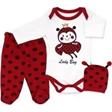 CEREN'S Uğur Böceği Temalı Unisex Yenidoğan Hastane Çıkışı 3'lü Set Baskılı Desenli