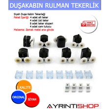 AYRINTISHOP Plastik Siyah Duşa Kabin Tekerleği 8 Li Set