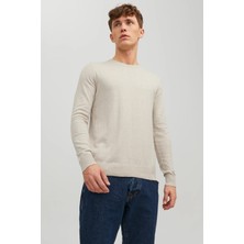 Jack & Jones Erkek Basic Krem Ince Triko Kazak - 12208364