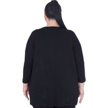 Kadın Büyük Beden Siyah İnci Detaylı Oversize Bluz