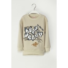 Erkek Çocuk Grafiti Tasarımlı Keep Ready Baskılı Sweatshirt Rahat Kesim
