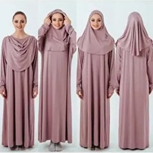 Namaz Elbisesi Gül Kurusu Uzun Kol Polyester Karışımlı Düz Desenli Rahat Günlük Kullanım