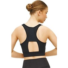 Cervus Kadın Spor Büstiyer Siyah Desenli Hafif Destekli Yazlık Moda ve Günlük Kombin