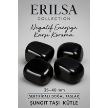 Tesbih Atölyesi Sertifikalı Tamburlanmış Gerçek Shungite Taşı Kütle 35-40 mm – Şungit Doğal Taş