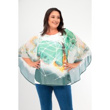 Kadın  Asimetrik Kesim Şifon Curve Büyük Beden Viskon Spor Şık Bluz