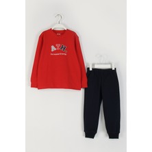 Erkek Çocuk Baskılı Alt-Üst Takım Yumuşak Pamuklu Beli Lastikli Eşofman Takımı