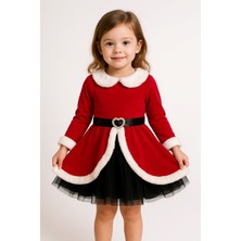 Kız Çocuk Kürklü Kemeri Tokalı Tül Elbise
