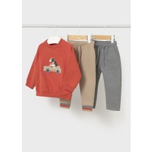 Mayoral Erkek Bebek 3\'lü Takım (1-4 Yaş) – Köpek Baskılı Sweatshirt ve 2 Adet Eşofman Altı