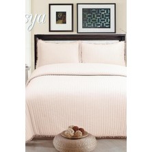 Asya Elyaf Dolgulu Çift Kişilik 240X260 cm Yatak Örtüsü Pudra