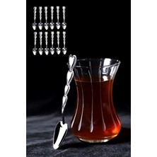 12'li Kalp Figürlü Çay Kaşığı Paslanmaz Çelik Kaşık Seti