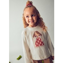 Mayoral Kız Çocuk 2’li Set (4-10 Yaş) – Krem Renk Baskılı Pamuk Bluz ve Çiçek Desenli Tokalı Set