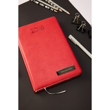 Kişiye Özel Hediyelik Cilt 2026 Düz Sert Kapak Kırmızı Deri Ajanda