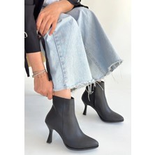 Mişha Siyah Cilt Topuklu Bot