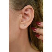 Sacce Scarves & Accessories 14 K Zirkon Taşlı 2 mm Tektaş Küpe