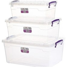 Hobi Box Yatay Saklama Kabı 3'lü Set 10-15-20 Lt