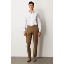 Erkek Beli Lastikli Yan Cepli Koton Pantolon Taba