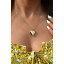 Sacce Scarves & Accessories Fotoğraf Konulabilen Kapaklı Çelik Kalp Kolye Gold